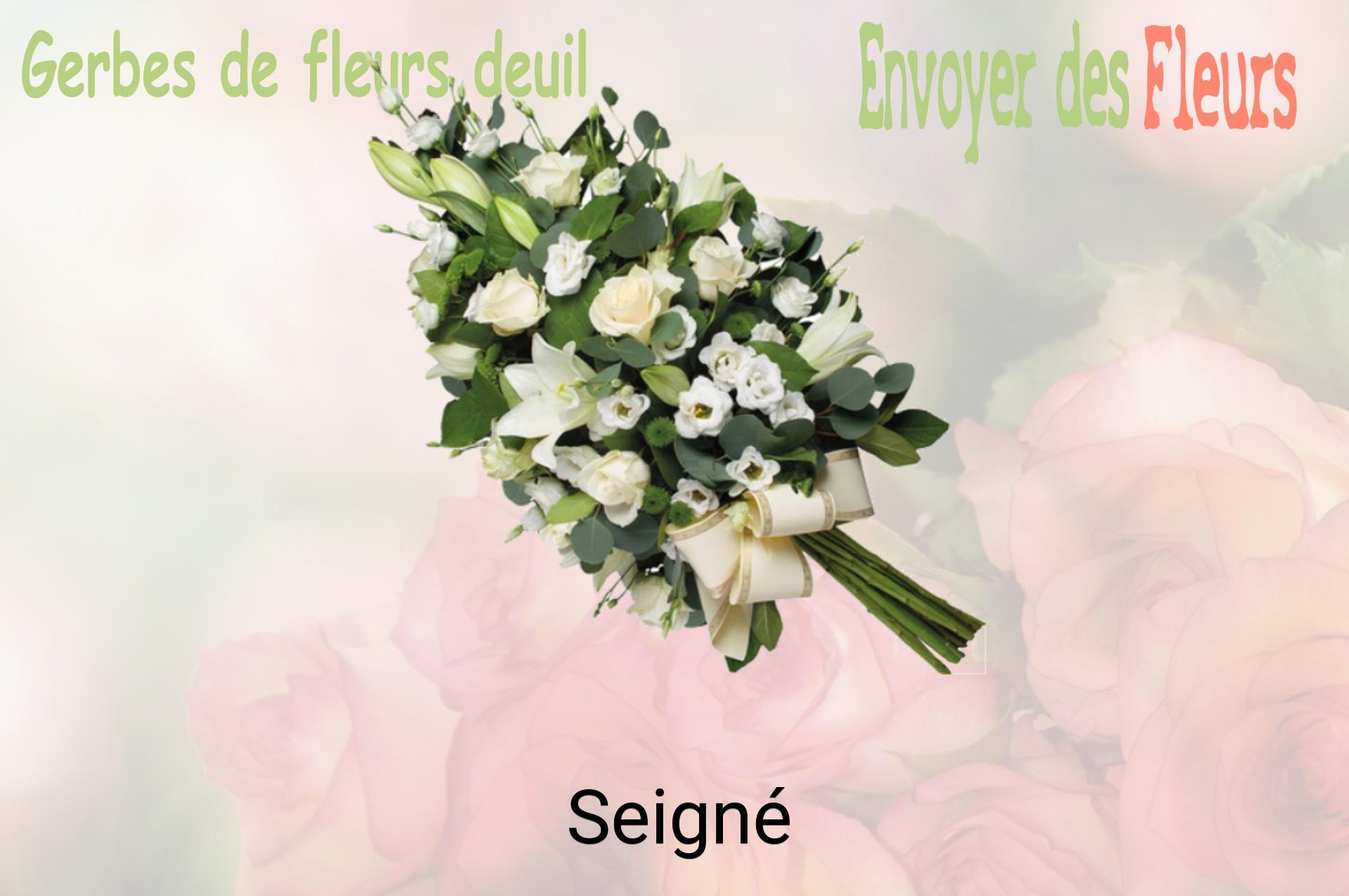 Gerbe de fleurs de deuil livrée à Seigné
